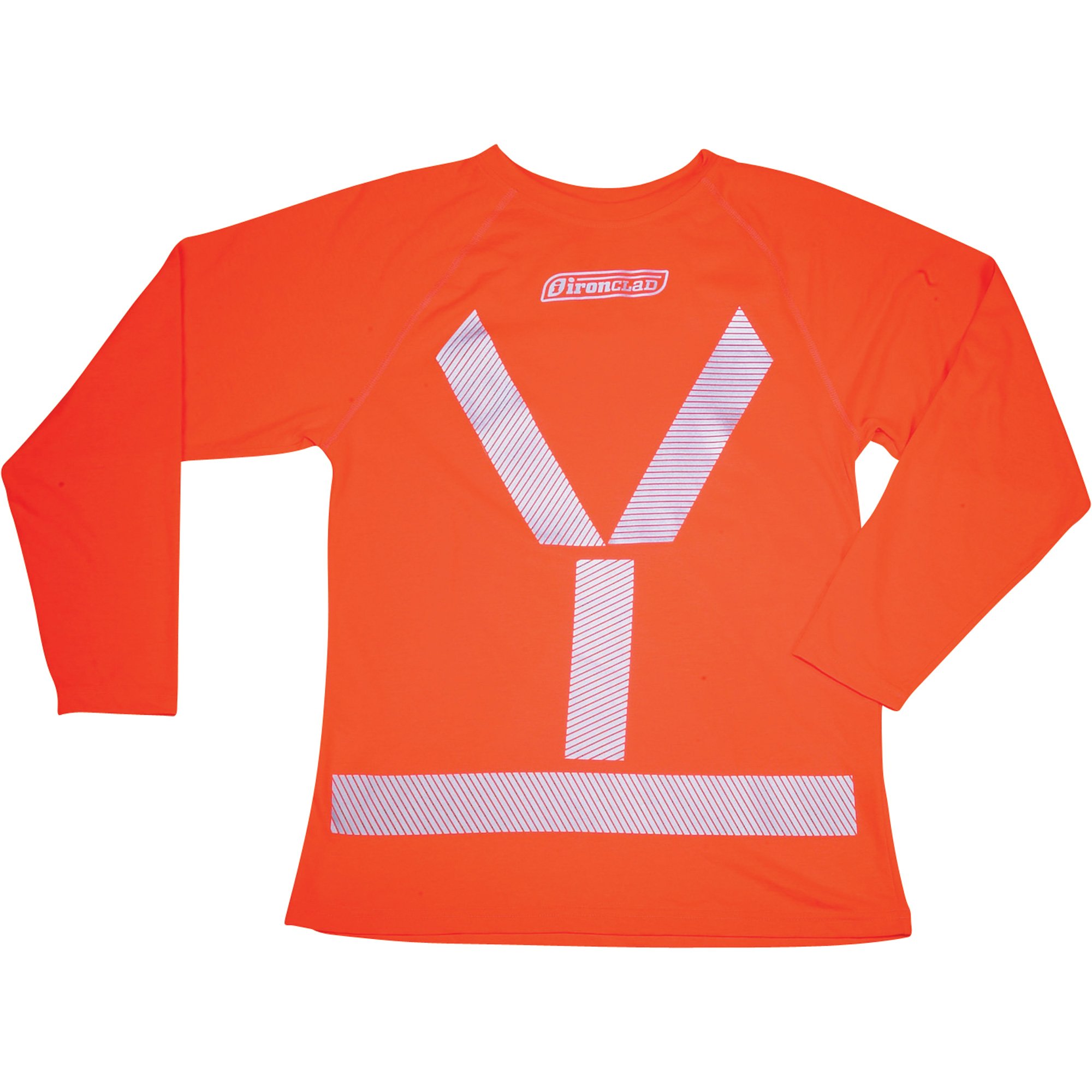 Ironclad Performance Wear I-VIZ Work Shirt — Large Long Sleeve, Orange with Reflective Tape, Model# AHVR-1060-L